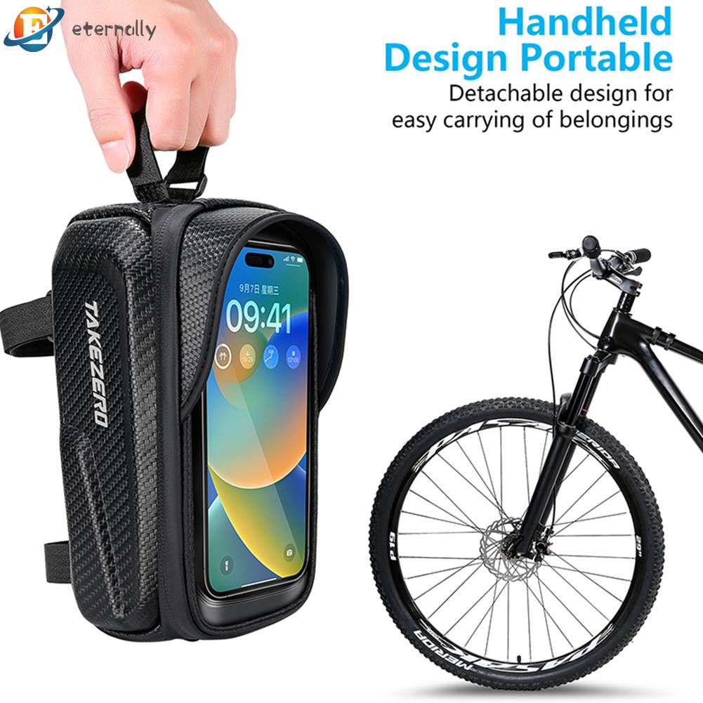 Túi Cứng Chống Mưa Có Khóa Kéo Đôi Vỏ Cứng Bảo Vệ Màn Hình Cảm Ứng Cho Xe Đạp