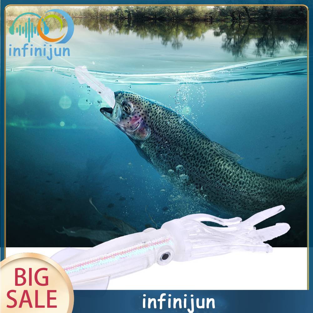 Set 5 Mồi Câu Cá Giả Hình Con Mực Dạ Quang 10cm 8g Mềm Mại