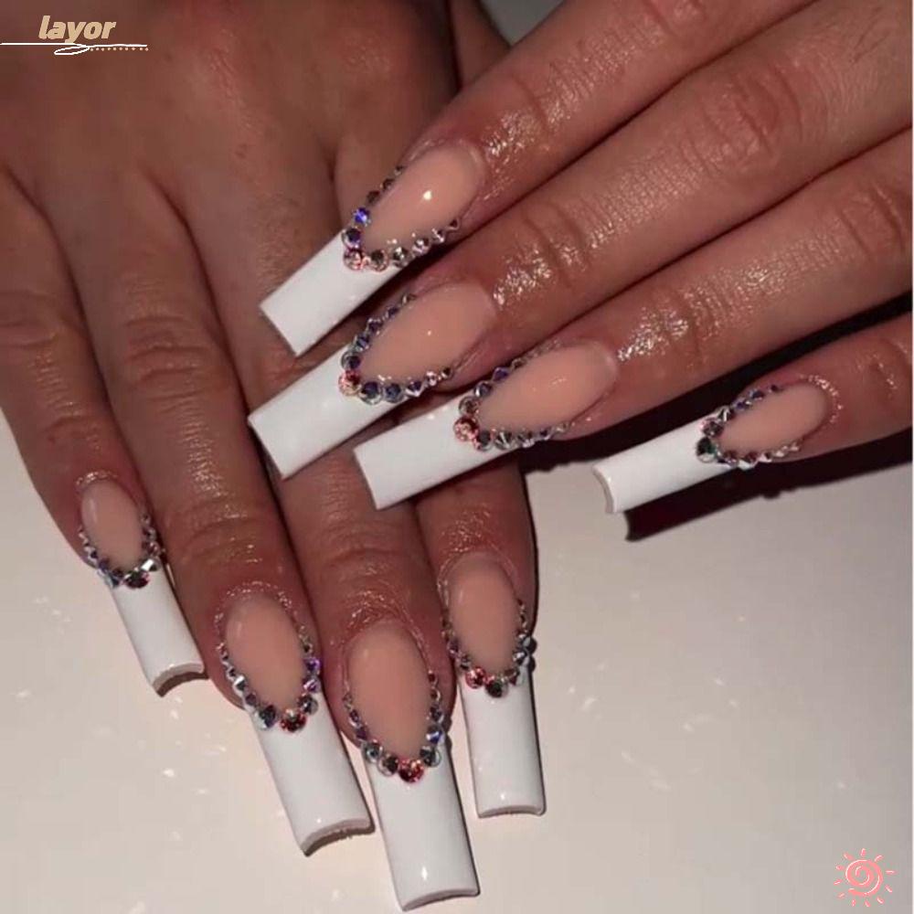 Bộ Móng Tay Giả Đầu Vuông Dạng Nhấn Thời Trang Có Thể Tháo Rời Cho Nữ