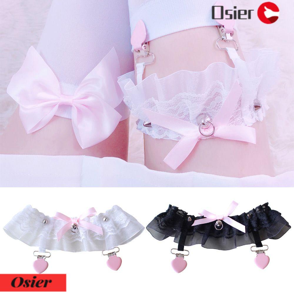 OSIER1 Vòng Ren Nịt Bít Tất Đính Nơ Gợi Cảm Phong Cách Lolita