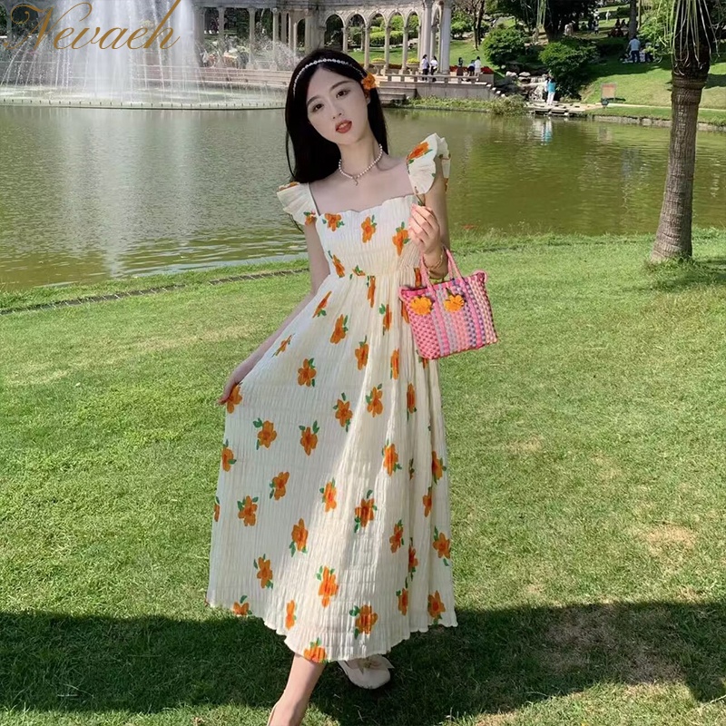 Đầm Cổ Vuông Thiết Kế Ngọt Ngào Thời Trang 2023 Cho Nữ