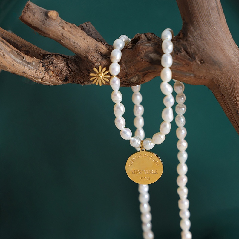 Vòng cổ Mặt Tròn Đính Hạt Ngọc Trai Phong Cách Baroque Thanh Lịch Và Thanh Lịch Cao Cấp