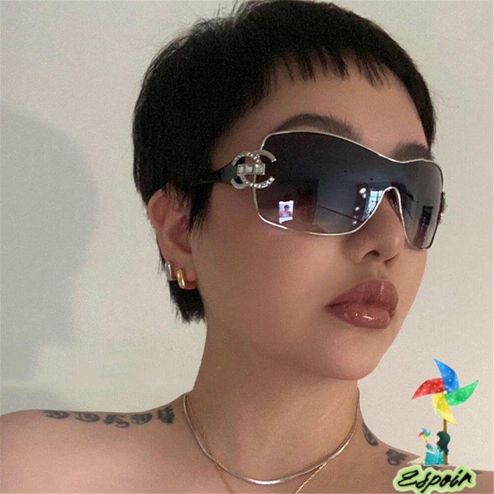 ESPO Kính Râm Thể Thao Y2K Oversized Không Viền Họa Tiết Hoạt Hình One Piece