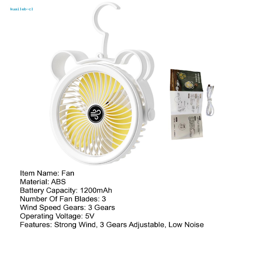 Quạt Làm Mát Để Bàn 5V 4W Đa Năng Có Thể Sạc Lại Kèm Móc Treo Tiện Dụng