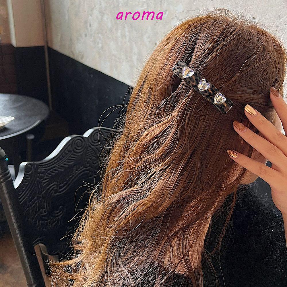AROMA Kẹp Tóc Mái Ngang Họa Tiết Hình Học Phong Cách Retro Ngọt Ngào Cho Nữ