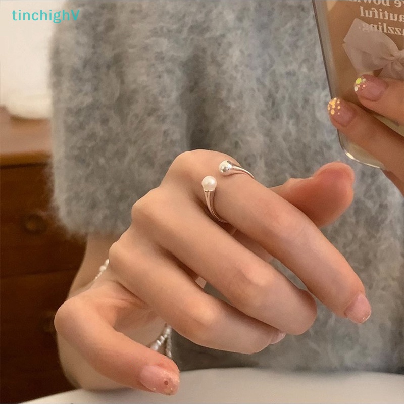 [TinchighV] Nhẫn Đính Ngọc Trai Nhân Tạo Tối Giản Dễ Thương Có Thể Điều Chỉnh Kích Thước Phong Cách Hàn Quốc Cho Nữ [Mới]