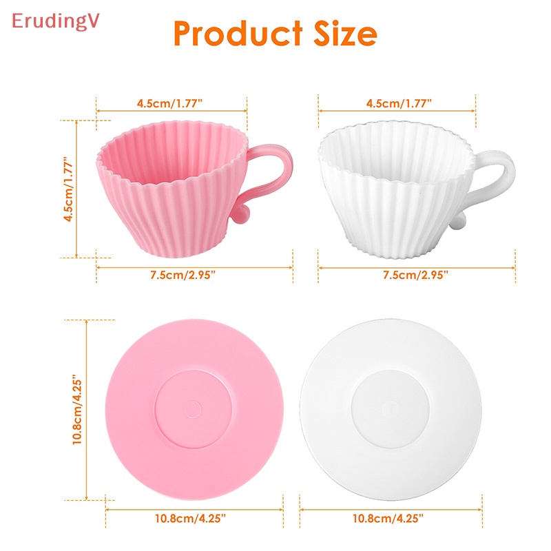 Bộ 1 / 4 Khuôn Silicone Làm Bánh Cupcake Hình Tách Trà Chịu Nhiệt