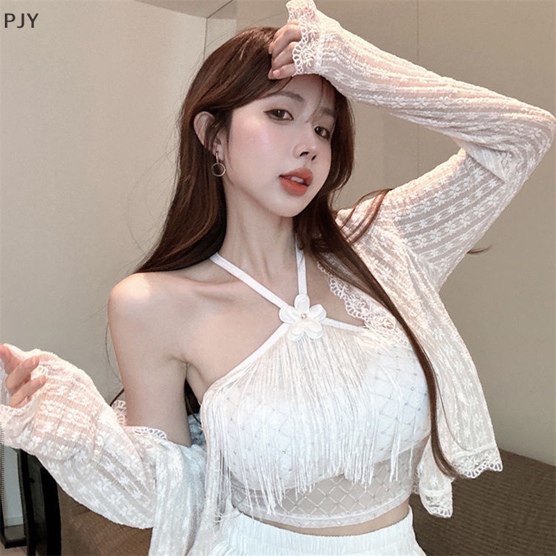 Áo PJY Hai Dây Mỏng Màu Trơn Tua Rua Gợi Cảm Mùa Hè Cho Nữ PJ