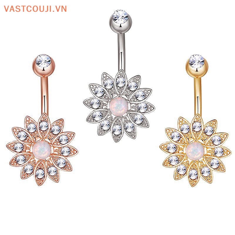 Khuyên Rốn Bằng Thép Không Gỉ Đính Đá Zircon Thời Trang Cho Nữ