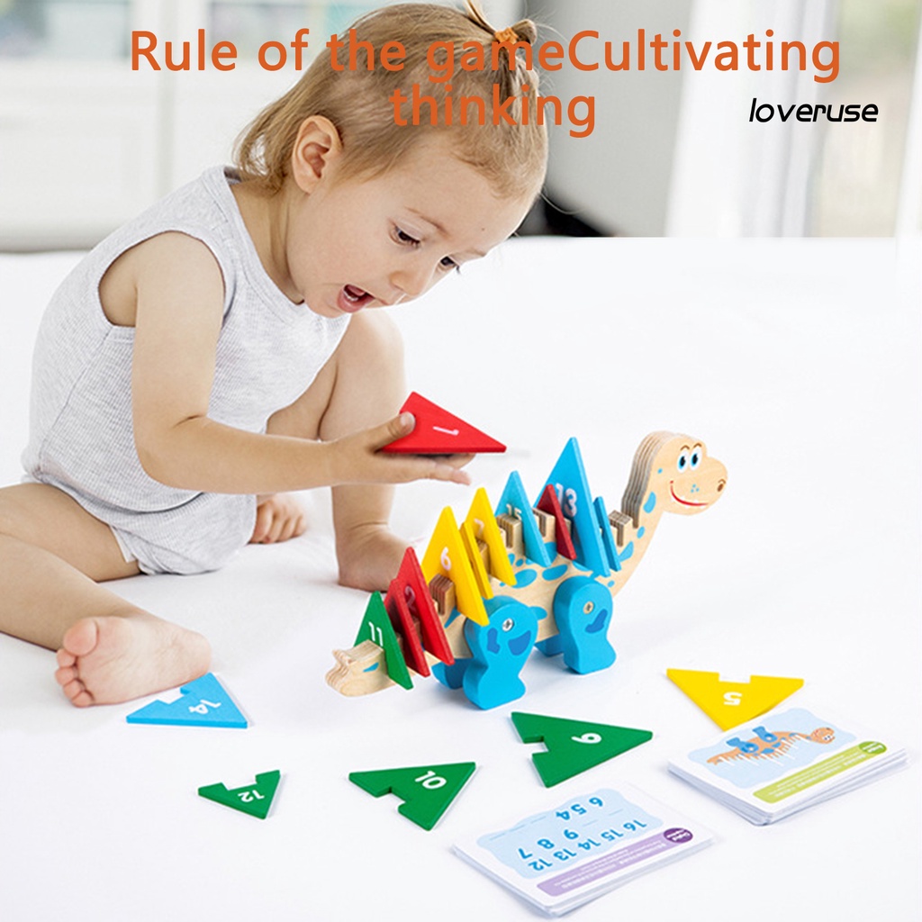 1 Bộ Đồ Chơi Xếp Hình Khủng Long Bằng Gỗ Nhận Biết Màu Sắc Dành Cho Trẻ Mẫu Giáo