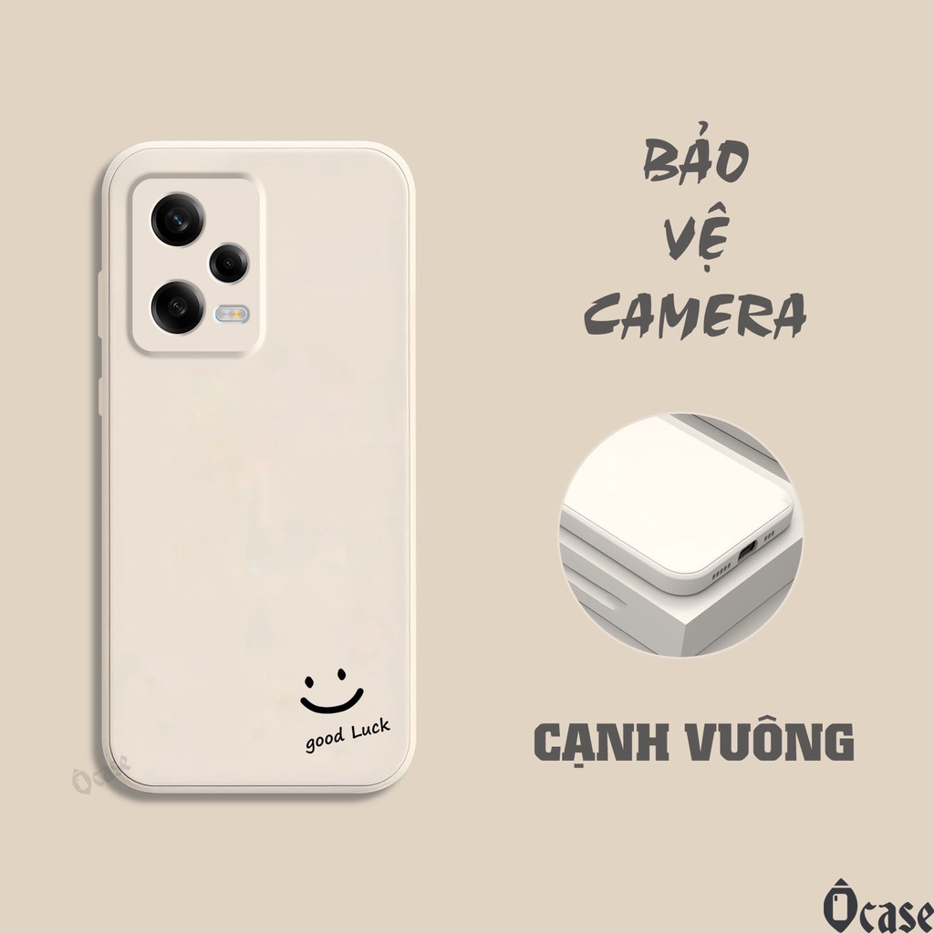 Ốp lưng Xiaomi Redmi Note 12 in hình mặt cười may mắn cạnh viền vuông có bảo vệ camera