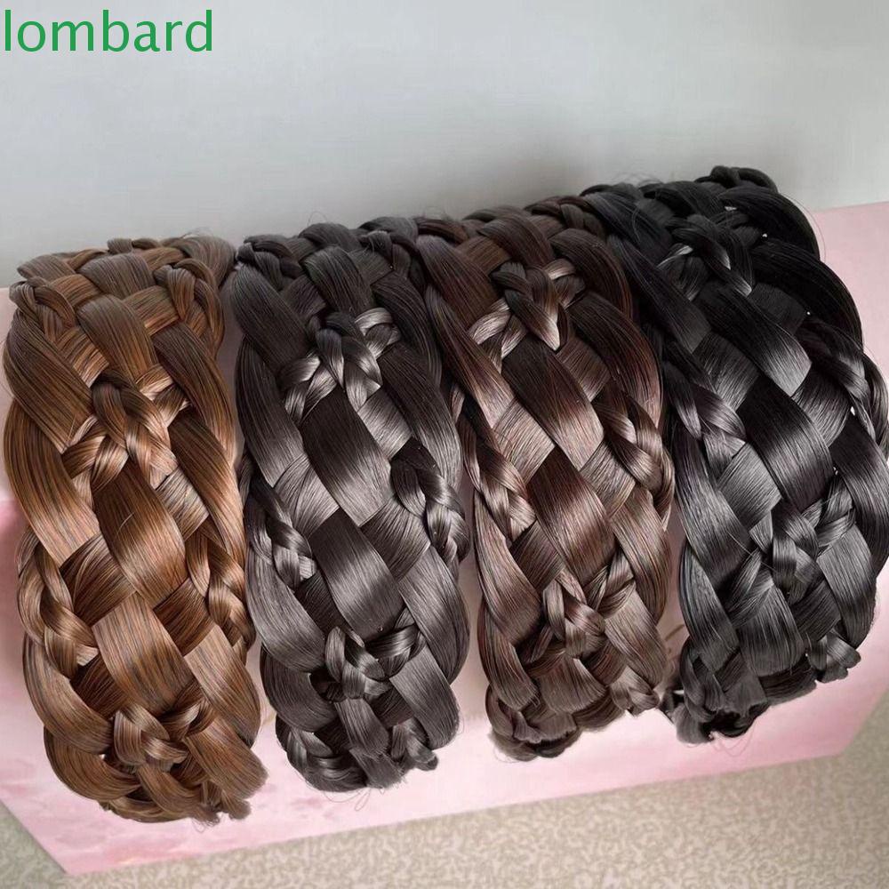 LOMBARD Băng Đô Tóc Giả Thắt Bím Chống Trượt Dễ Thương Cho Nữ