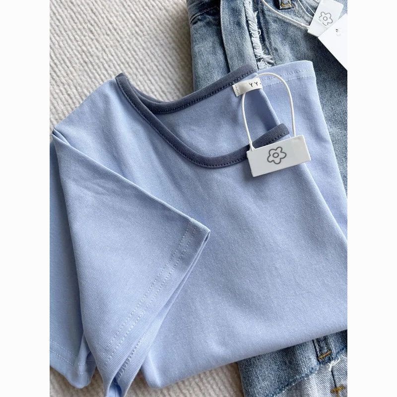 Áo Thun Tay Ngắn Cổ Vuông Thiết Kế Mỏng Thời Trang Mùa Hè Hàng Mới 2023 Dành Cho Bạn Nữ