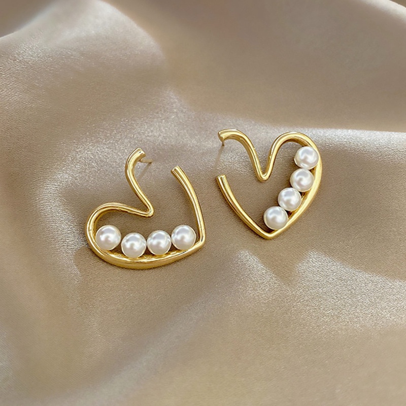 Ygt Bông Tai Hình Trái Tim Đính Ngọc Trai Giả Thanh Lịch Dễ Thương Cho Nữ