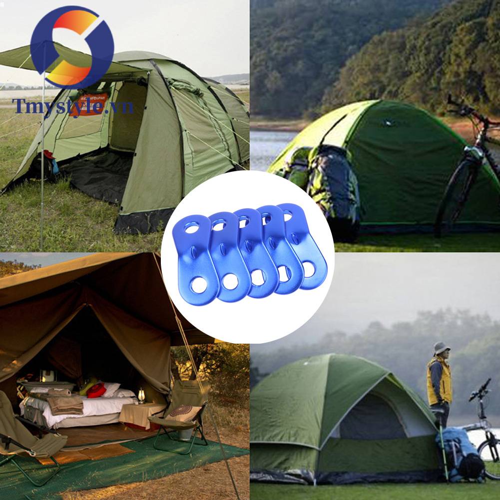 Bộ 5 Móc Khóa Dây Lều Cắm Trại Chống Trượt Bằng Hợp Kim Nhôm