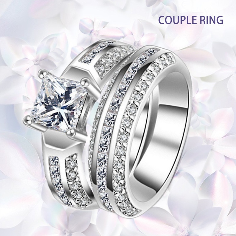 Ygt 1 Cặp Nhẫn Cưới Màu Bạc Hình Oval Sang Trọng Dành Cho Nữ