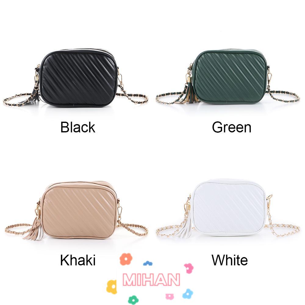 MIHAN1 Túi Đeo Chéo Đính Đá Phối Tua Rua Thời Trang Cho Nữ