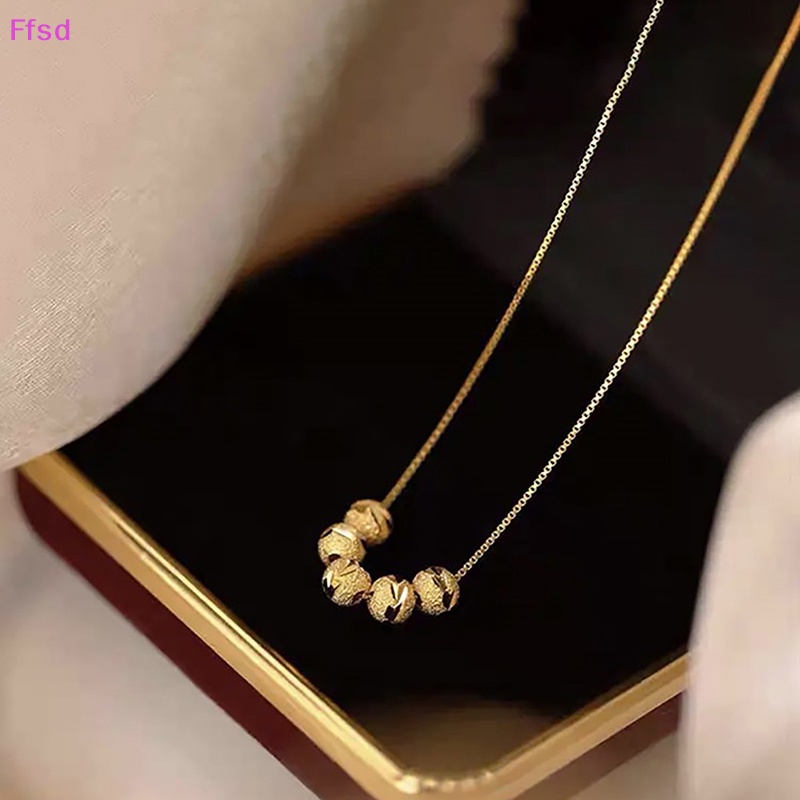 {Ffsd} Vòng cổ Chuỗi Hạt Màu Vàng Đơn Giản Thời Trang Hàn Quốc Dành Cho Nữ