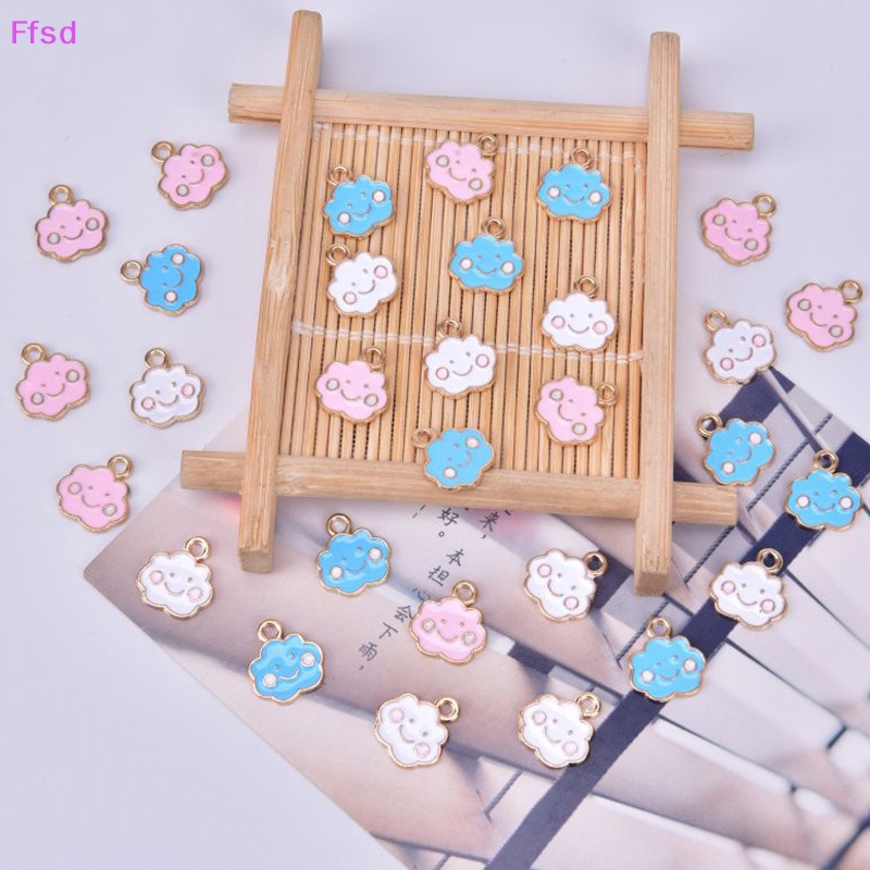 Bộ 10 Mặt Dây Chuyền Hình Đám Mây / Chữ Ch Bằng Hợp Kim Tráng Men Độc Đáo DIY