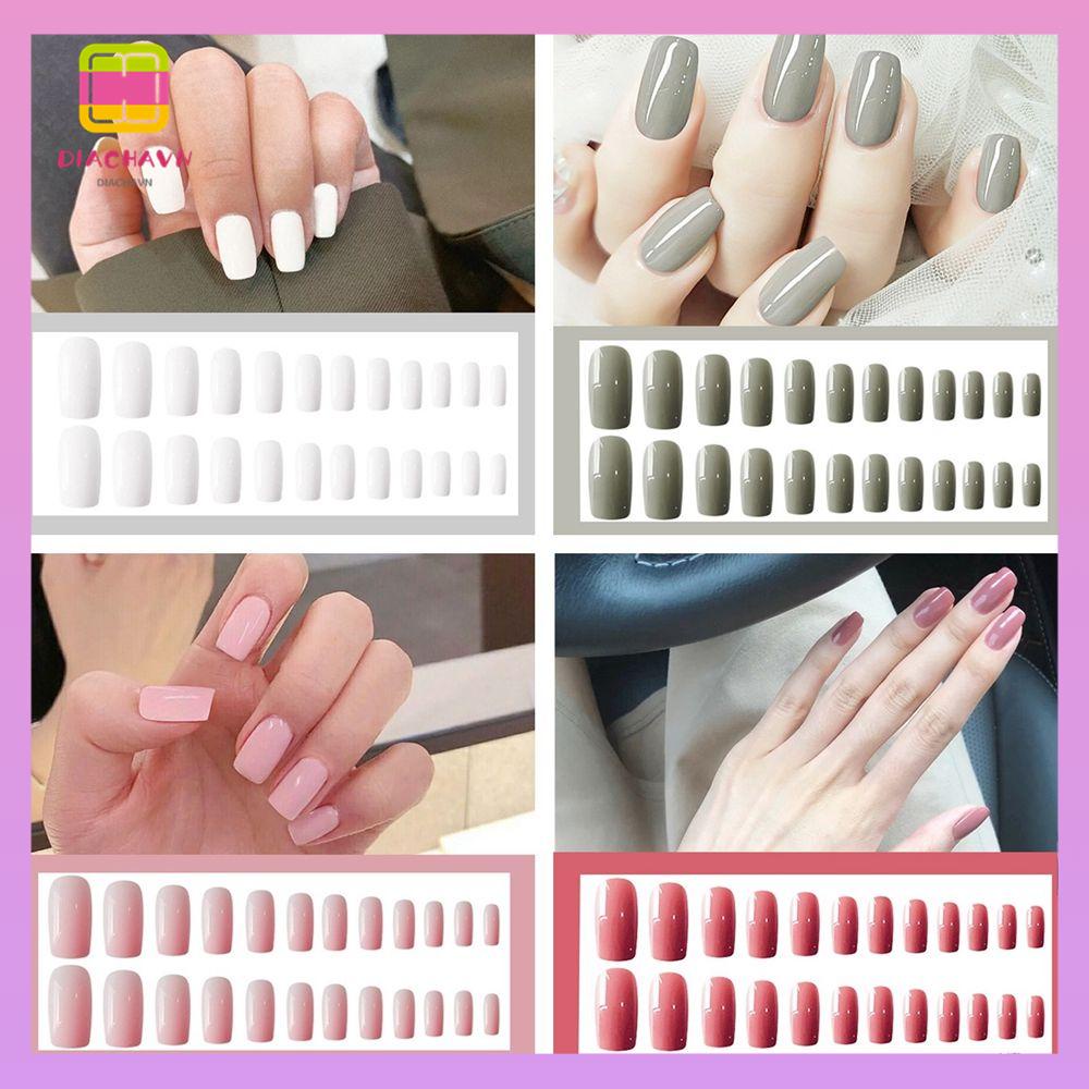 DIACHAVN Hộp 24 Móng Tay Giả Đầu Vuông Thời Trang Cho Nữ