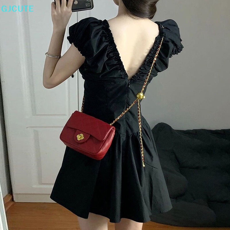 GJCUTE Mfc Đầm Dáng Chữ A Cổ Chữ V Màu Trơn Thời Trang Mùa Hè Dành Cho Nữ