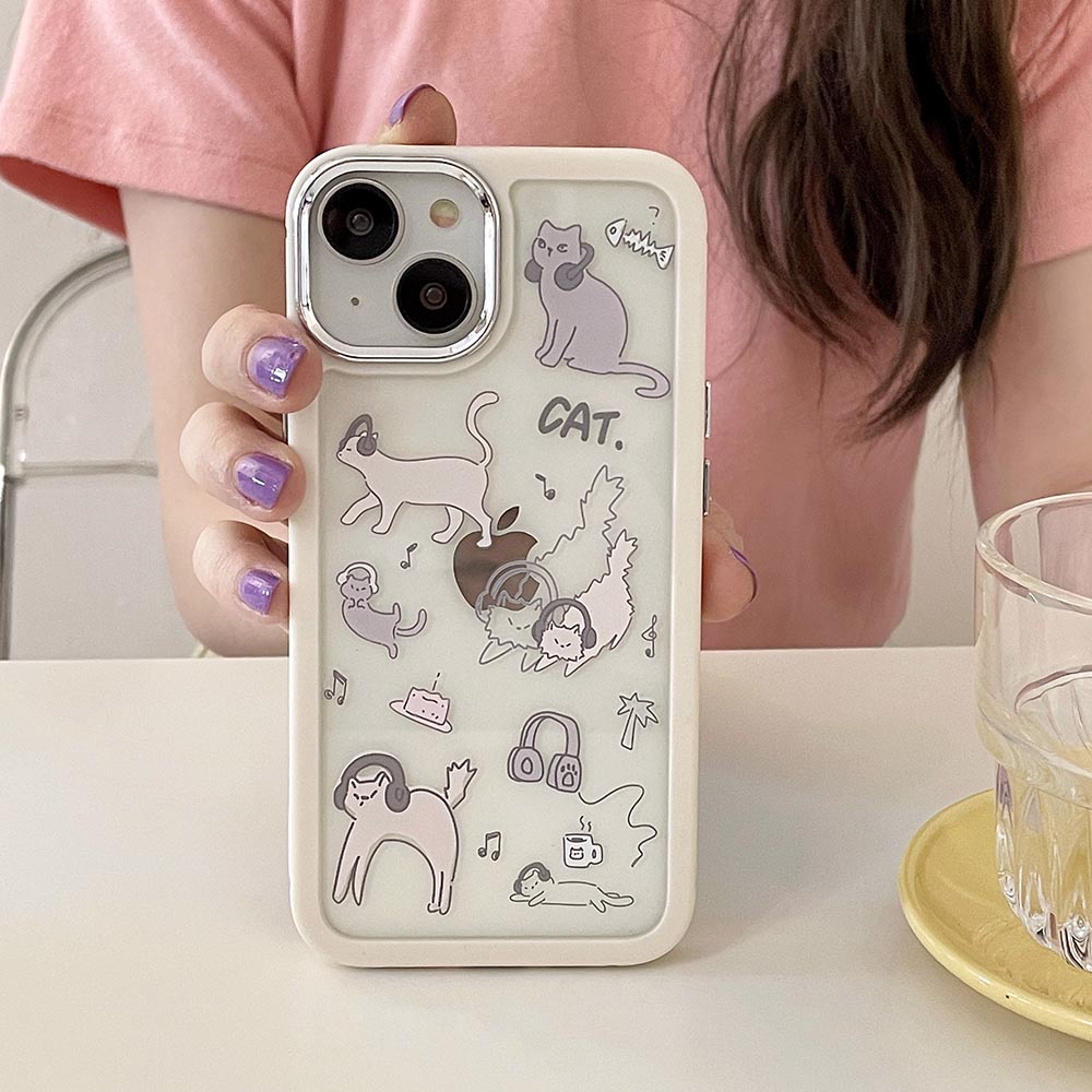 Ốp Điện Thoại Cứng Họa Tiết Mèo Dễ Thương Cho iPhone 11 12 12Pro 12ProMax 13 13Pro 13ProMax 14 14Pro 14ProMax