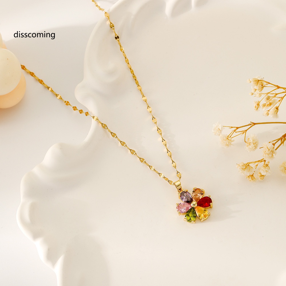 Đầm Nữ Kiểu Dáng Thời Trang Thanh Lịch| Mặt Vòng cổ Bằng Đồng Hình Bông Hoa Đính Đá zircon Nhiều Màu Sắc