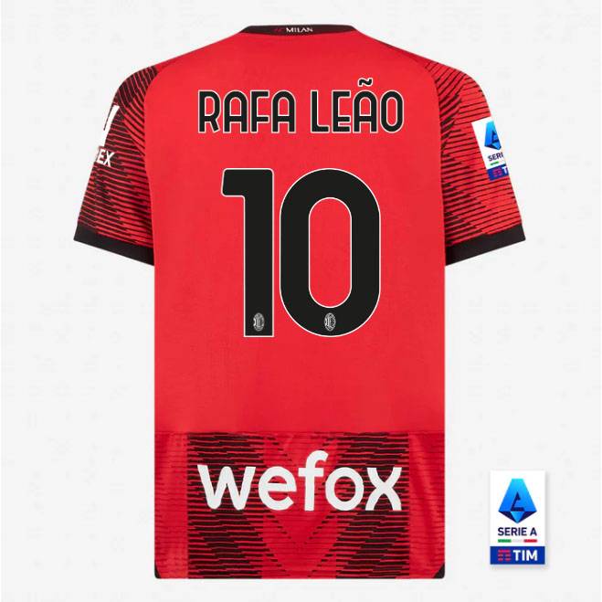 Áo Thun Thể Thao Tay Ngắn SY3 2023-2024 AC Milan Home Rafael Leao Số 10