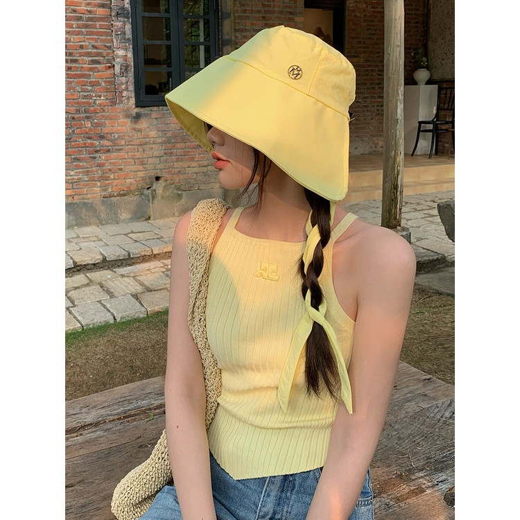 Mũ Bucket Chống Nắng Cột Dây Che Mặt Cỡ Nhỏ Thời Trang Xuân Hè Cho Nữ