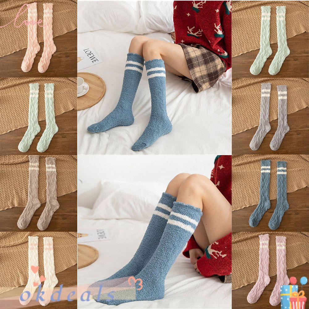 OKDEALS Tất Bắp Chân Giữ Ấm Họa Tiết Giáng Sinh Dễ Thương Cho Nữ