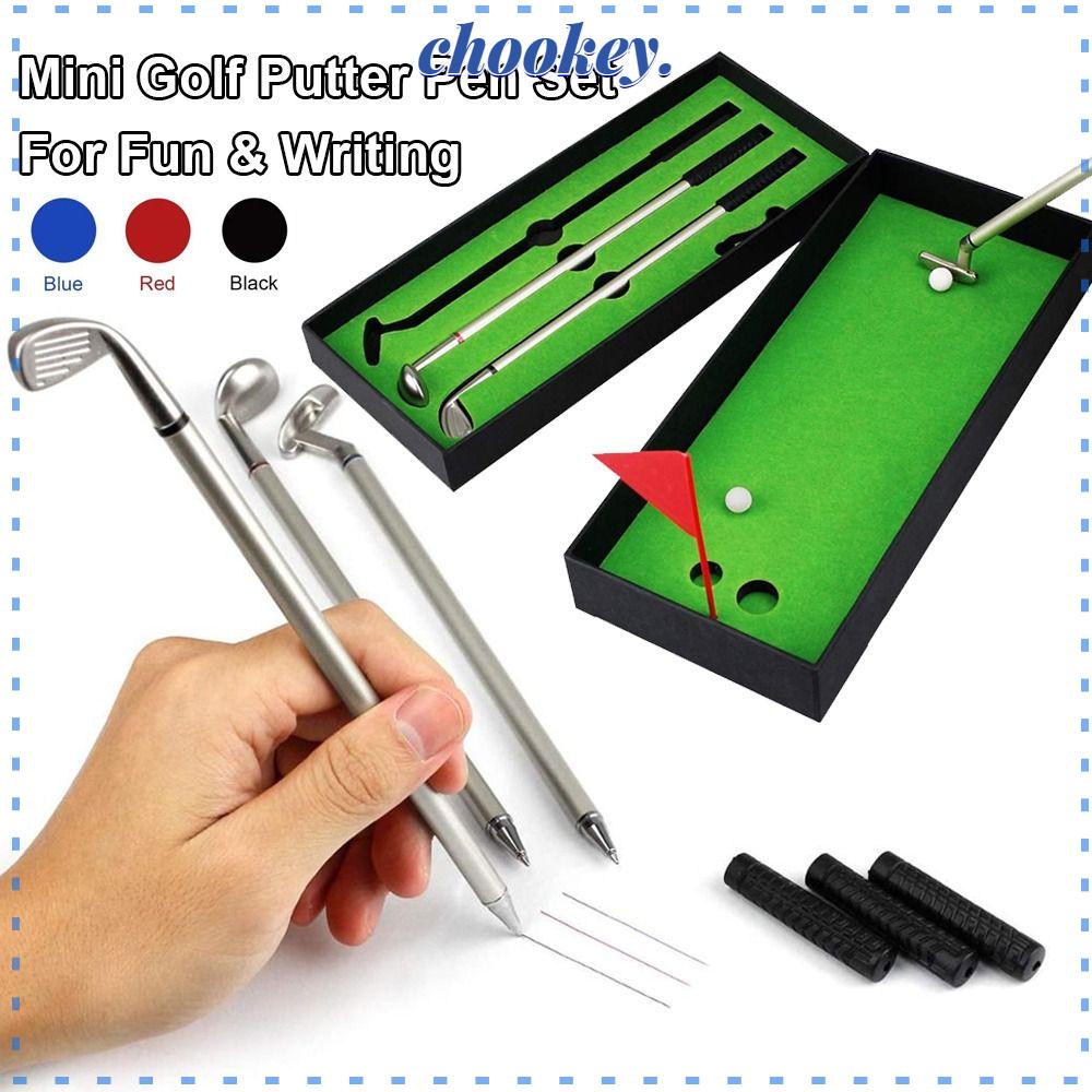 CHOOKEY Set 3 Bút Mực Đen / Đỏ / Xanh Hình Dáng Gậy Đánh Golf