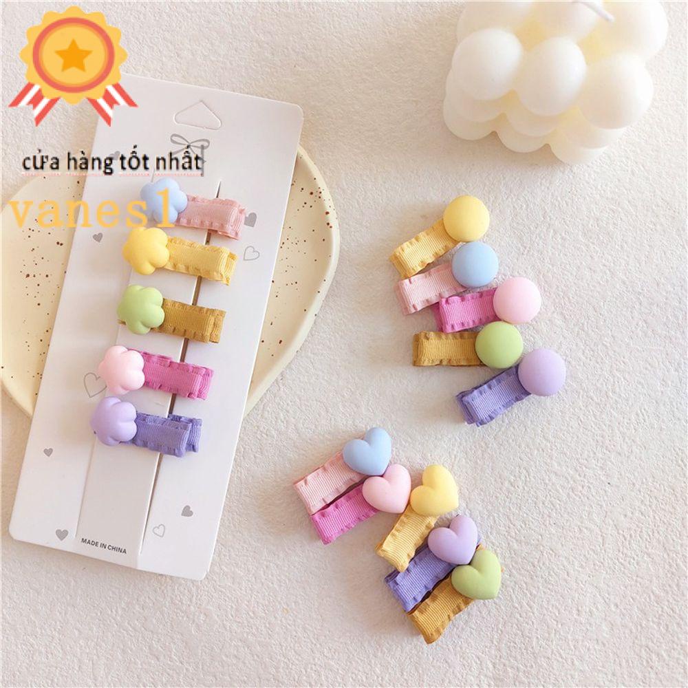 VANES1 Set 5 Kẹp Tóc Nơ Màu Trơn Ngọt Ngào Cho Nữ