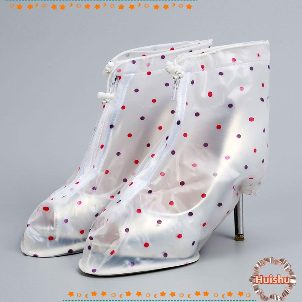 HS 1 Cặp Vỏ Bọc Giày Cao Gót Họa Tiết Hoa / Chấm Bi Chống Thấm Nước Size XL