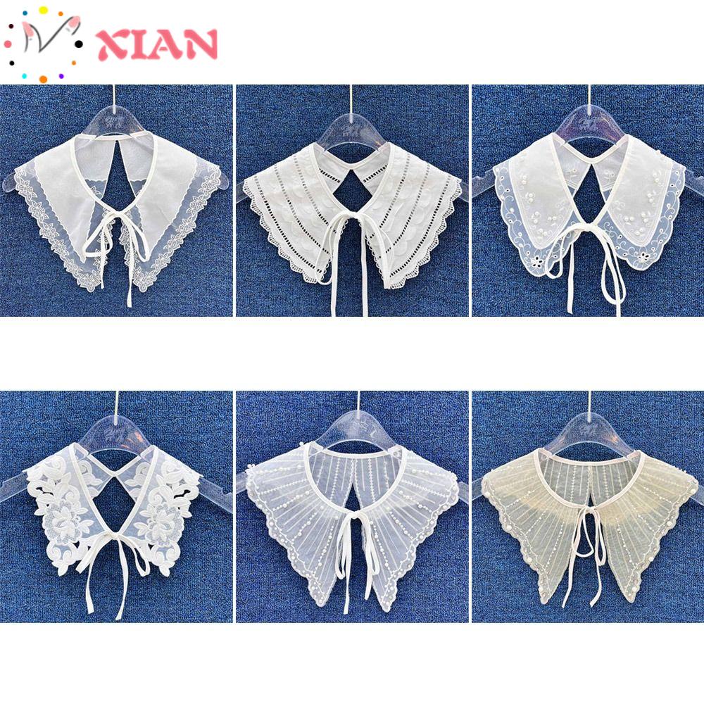 XIANTIN Cổ Áo Giả Thêu Hoa Phối Ren Có Thể Tháo Rời Thời Trang Cho Nữ