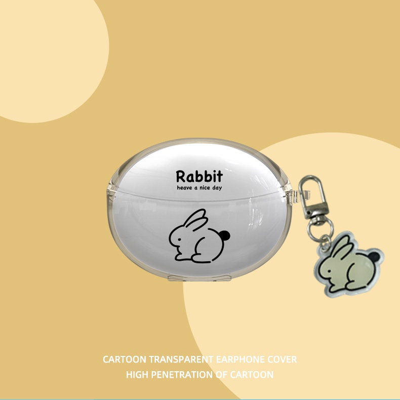 Vỏ Bảo Vệ Hộp Sạc Tai Nghe Bluetooth Không Dây OPPO Enco Free3 Bằng TPU Mềm Trong Suốt Kèm Móc Khóa Hoạt Hình