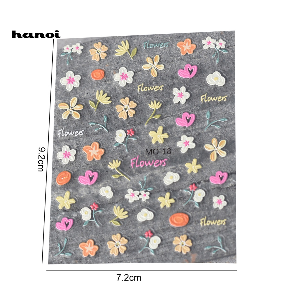 Set 2 Miếng Dán Trang Trí Móng Tay 3D Hình Hoa Tulip Thỏ Cầu Vồng Dễ Thương