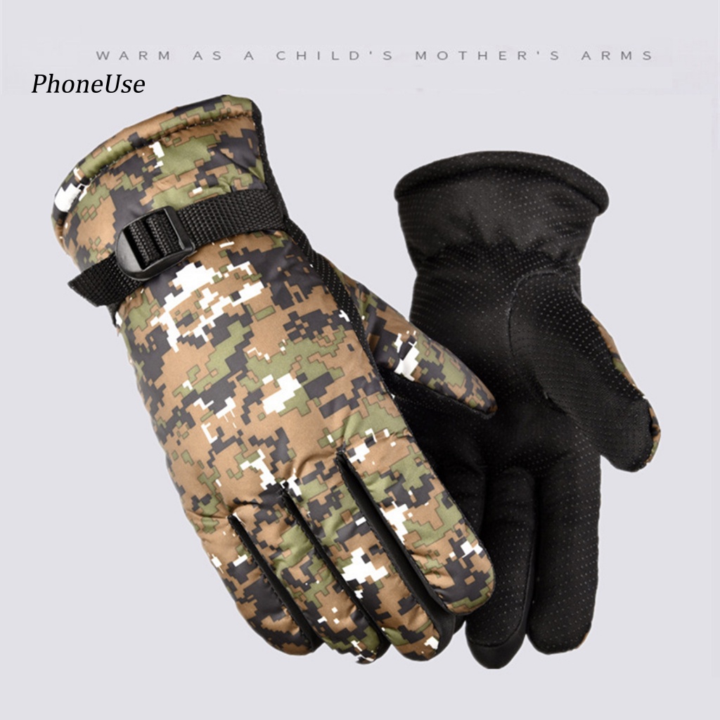 Găng Tay Da PU Hoạ Tiết Rằn Ri Chống Gió Chống Thấm Nước Chống Mài Mòn Phong Cách Thể Thao