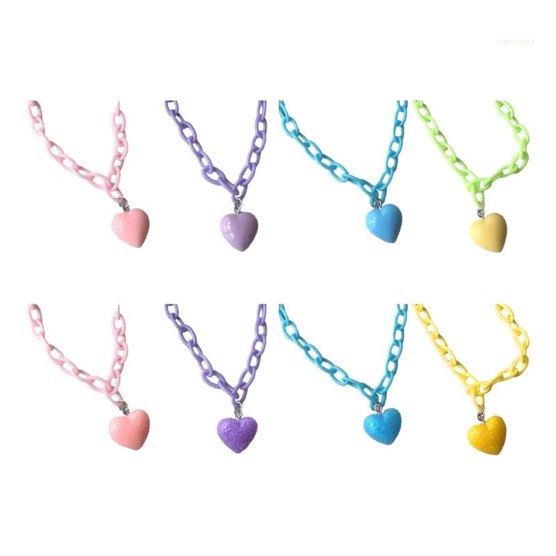 Vòng cổ Choker Dài Mặt Hình Trái Tim Màu Sắc Đơn Giản Cho Nữ