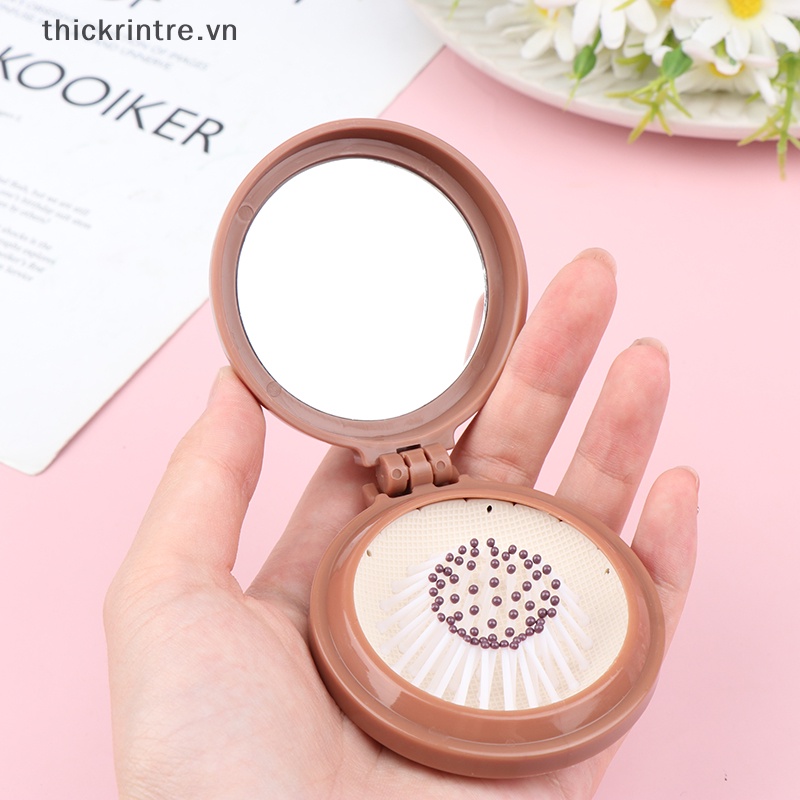 Lược Chải Tóc Massage Da Đầu Kèm Gương Soi Kích Thước Nhỏ Gọn Bỏ Túi 1 Cái