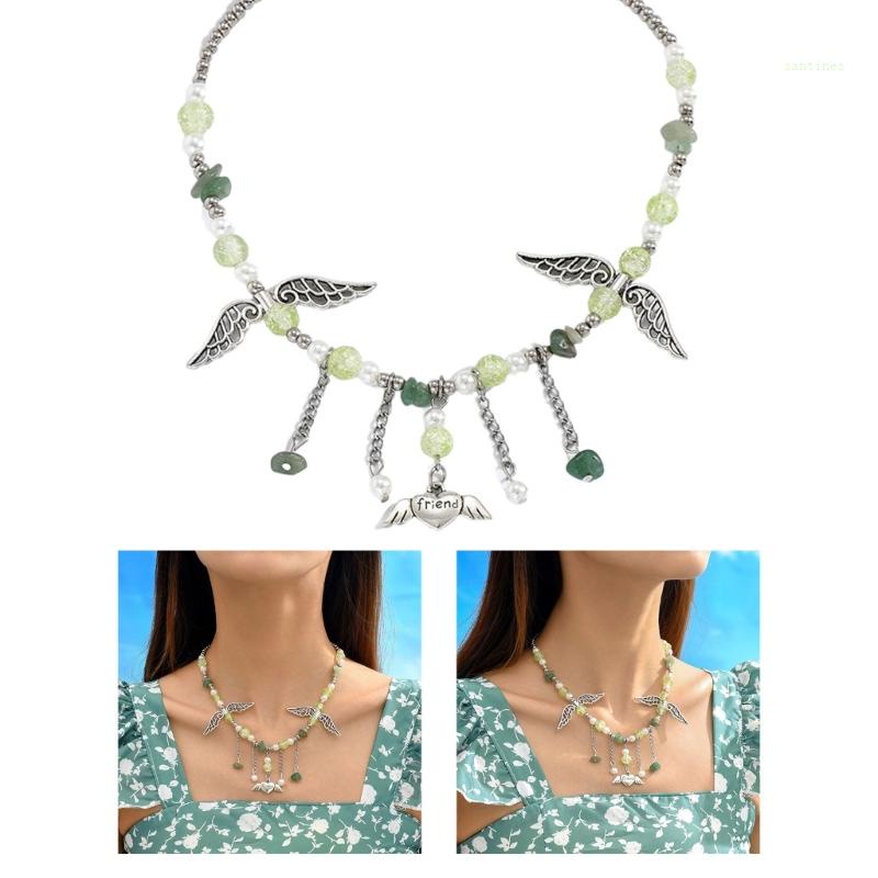 Vòng cổ Xỏ Hạt Đá Tự Nhiên Phong Cách Bohemian Thời Trang Đi Biển Mùa Hè