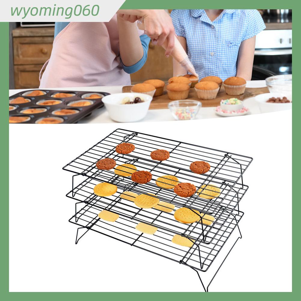 Wyoming060 Giá làm mát gấp 3 tầng Dụng cụ nướng Đế bánh Lò BBQ Vật dụng gia đình