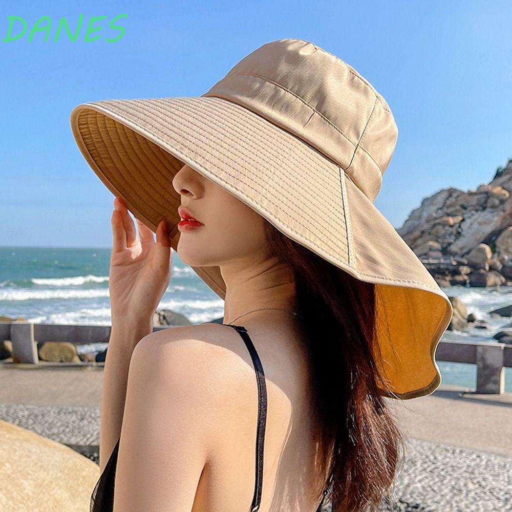 DANES Mũ Bucket Panama Chống Nắng Phong Cách Hàn Quốc Ngọt Ngào Đơn Giản Có Nắp Đậy Cổ Cho Nữ