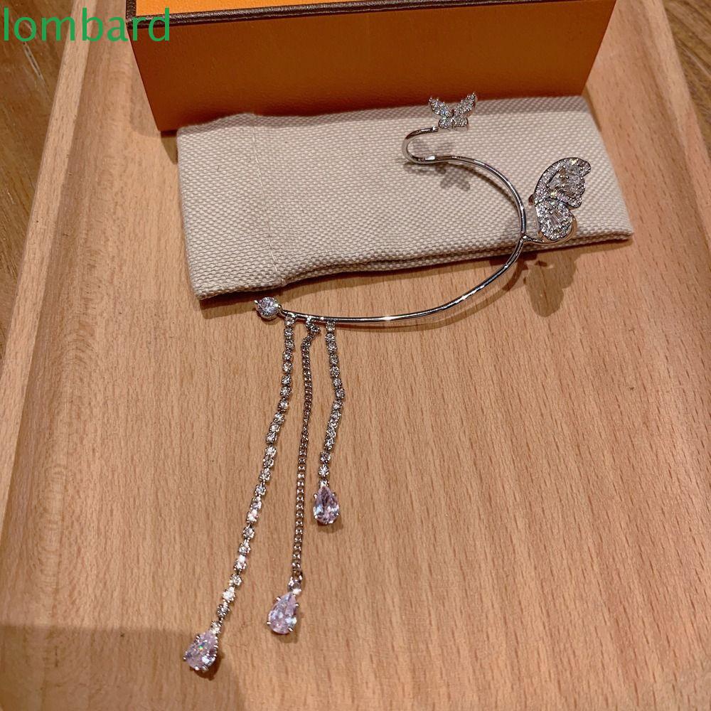 LOMBARD Khuyên Vành Tai Hình Bướm Lấp Lánh Thời Trang Cho Nữ