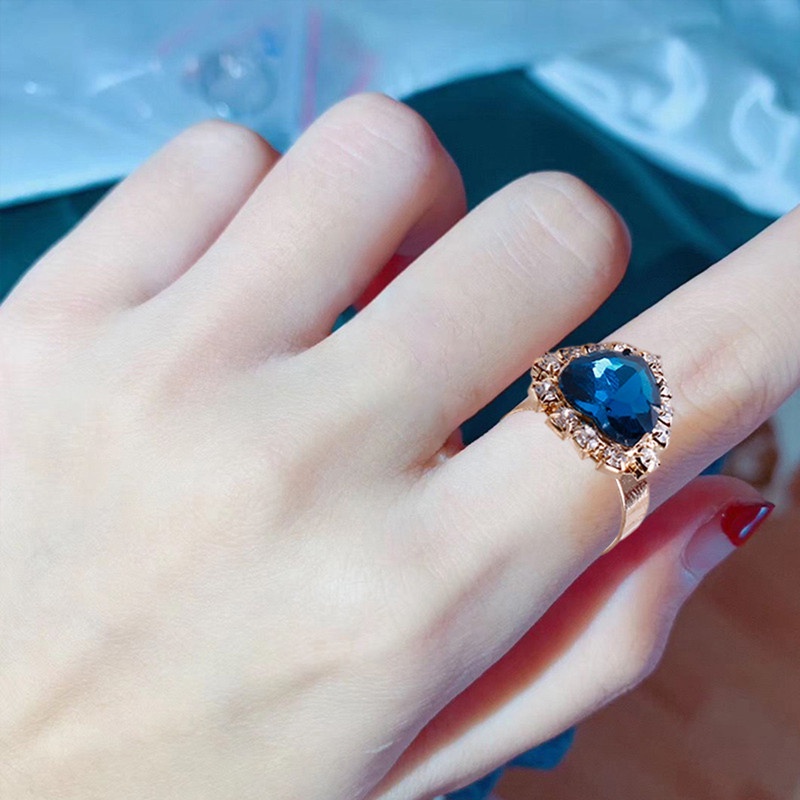 Ygt Set Vòng cổ Nhẫn Bông Tai Hình Trái Tim Đính Đá Pha Lê Thời Trang Cho Nữ