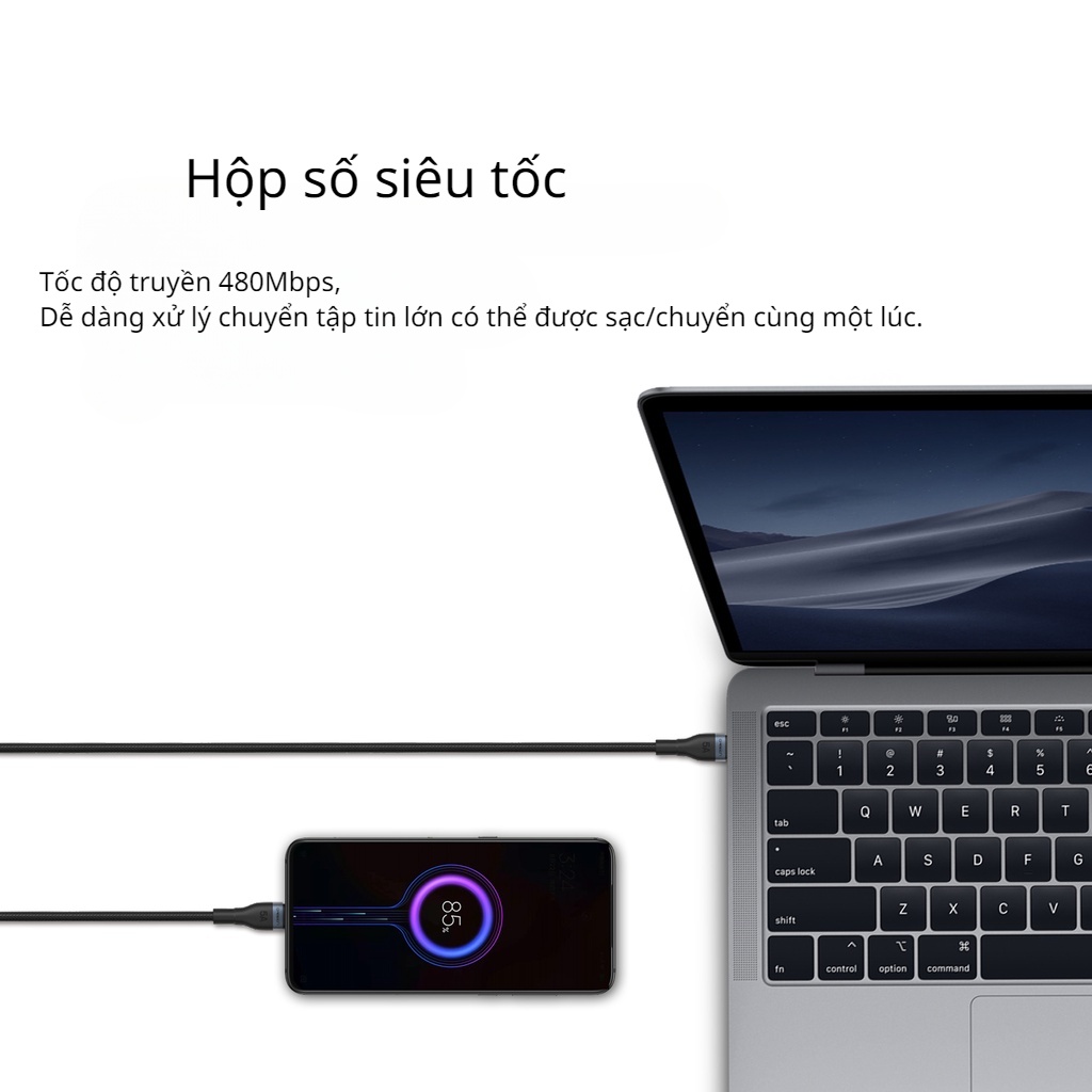 Dây Cáp Sạc Orsen S6 PD 100W USB Loại C Dài 1.5m QC4.0 USB Loại C 100% Cho Laptop Samsung Galaxy S22