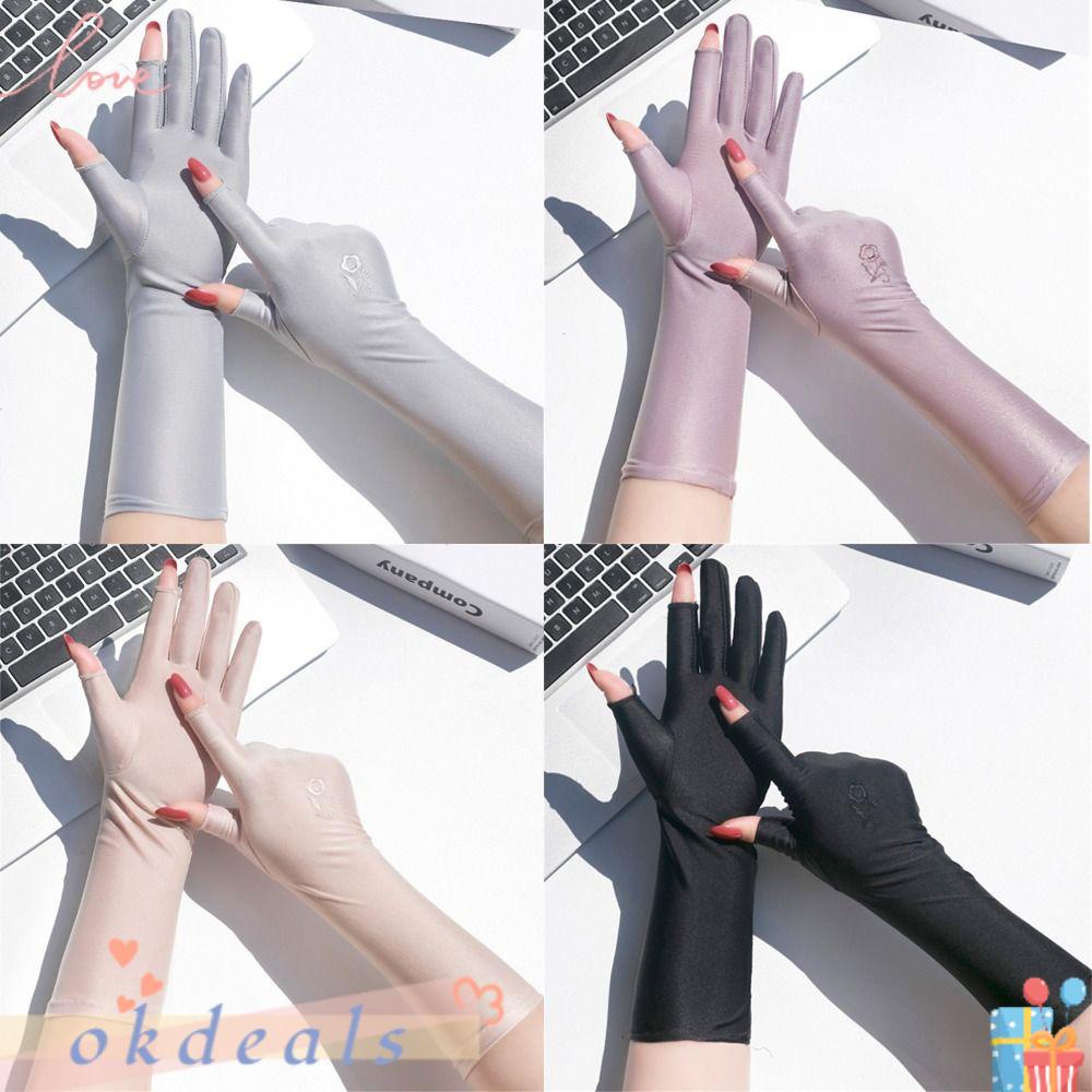 OKDEALS Găng Tay Dài Trung Bình Chống Nắng Chống Trượt Thời Trang Xuân Hè