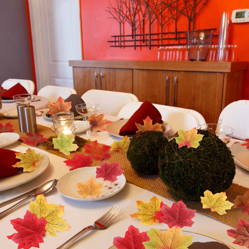 Túi 50 Lá Phong Nhân Tạo Bằng Vải Không Phai Dùng Trang Trí Halloween