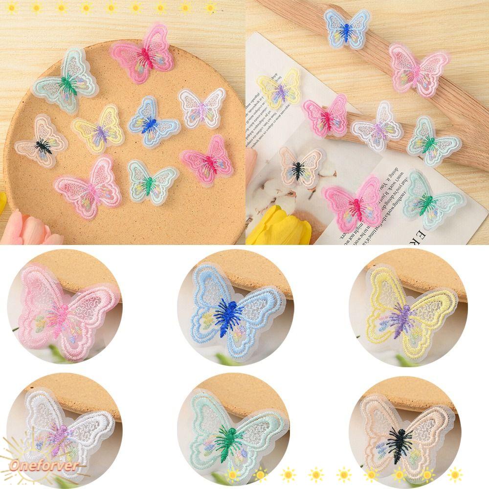 FOREVER Miếng Dán Trang Trí Quần Áo / Mũ Hình Bướm Thêu Ren Nhiều Màu Sắc DIY