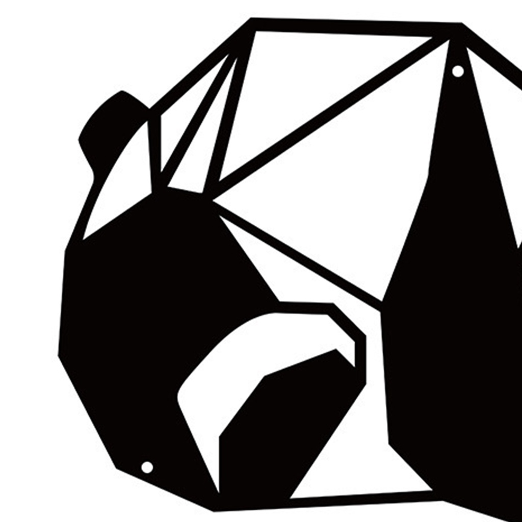 Phụ Kiện Trang Trí Tường Phòng Khách Hình Gấu Trúc Bằng Kim Loại Màu Đen Dễ Thương