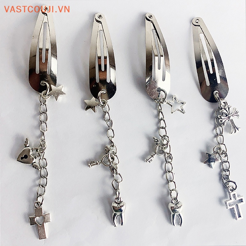 Kẹp Tóc Kim Loại Hình Thánh Giá Phong Cách Punk Hiphop VASTJI Y2K 2023